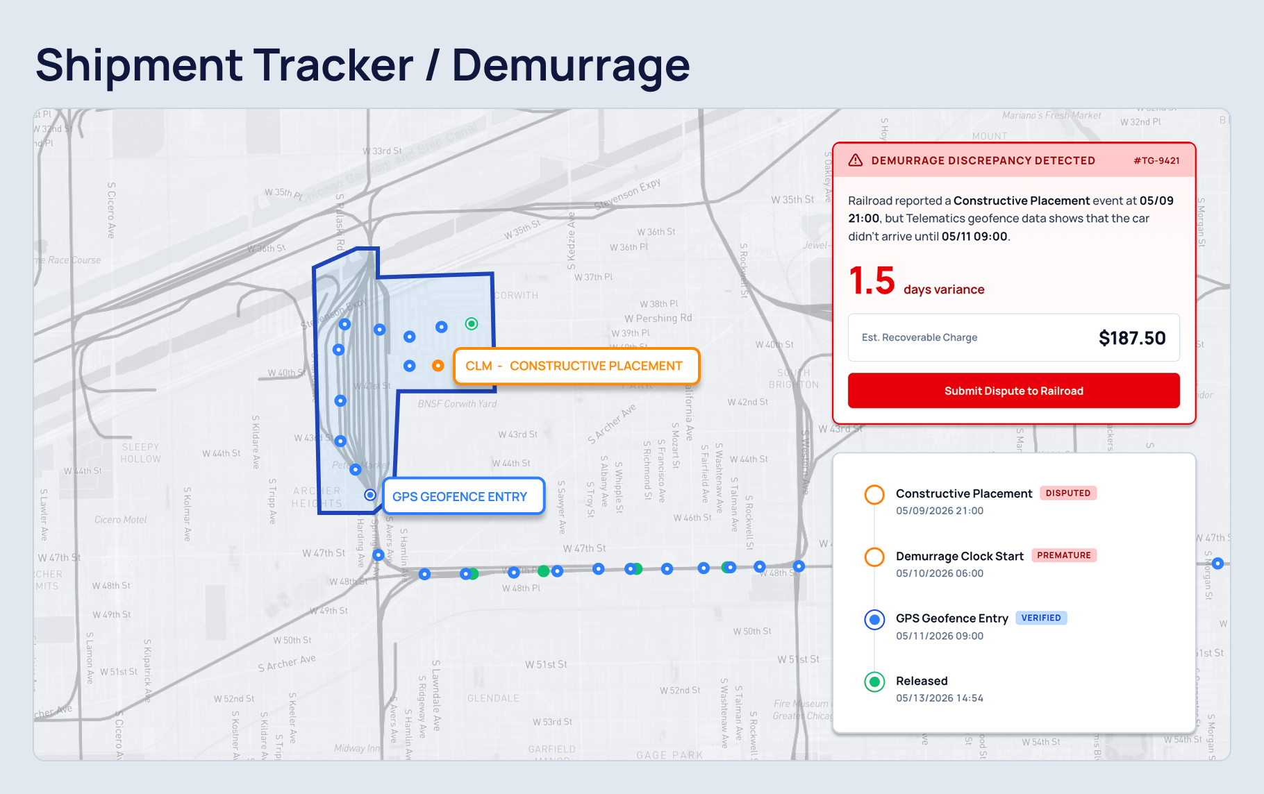 DEMURRAGE MANAGEMENT product screen